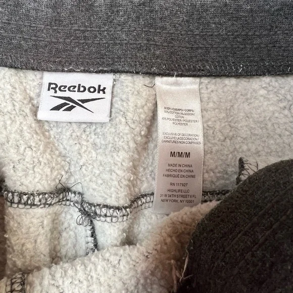 Reebok Gray Joggers with Elastic Waistband and Tapered Legs, size M - Picture 3 of 5